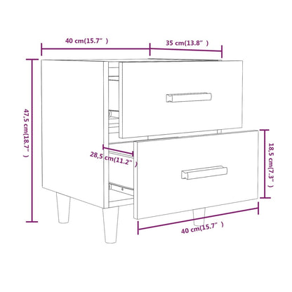 vidaXL Bed Cabinet Smoked Oak 40x35x47.5 cm