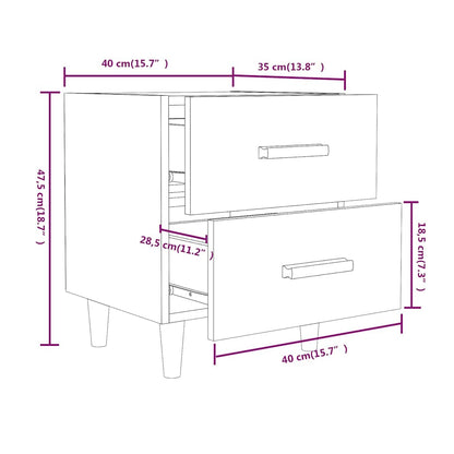 vidaXL Bed Cabinets 2 pcs Smoked Oak 40x35x47,5 cm