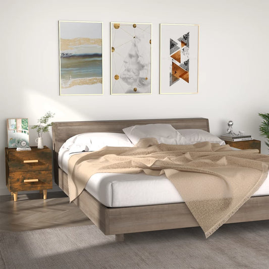vidaXL Bed Cabinets 2 pcs Smoked Oak 40x35x47.5 cm