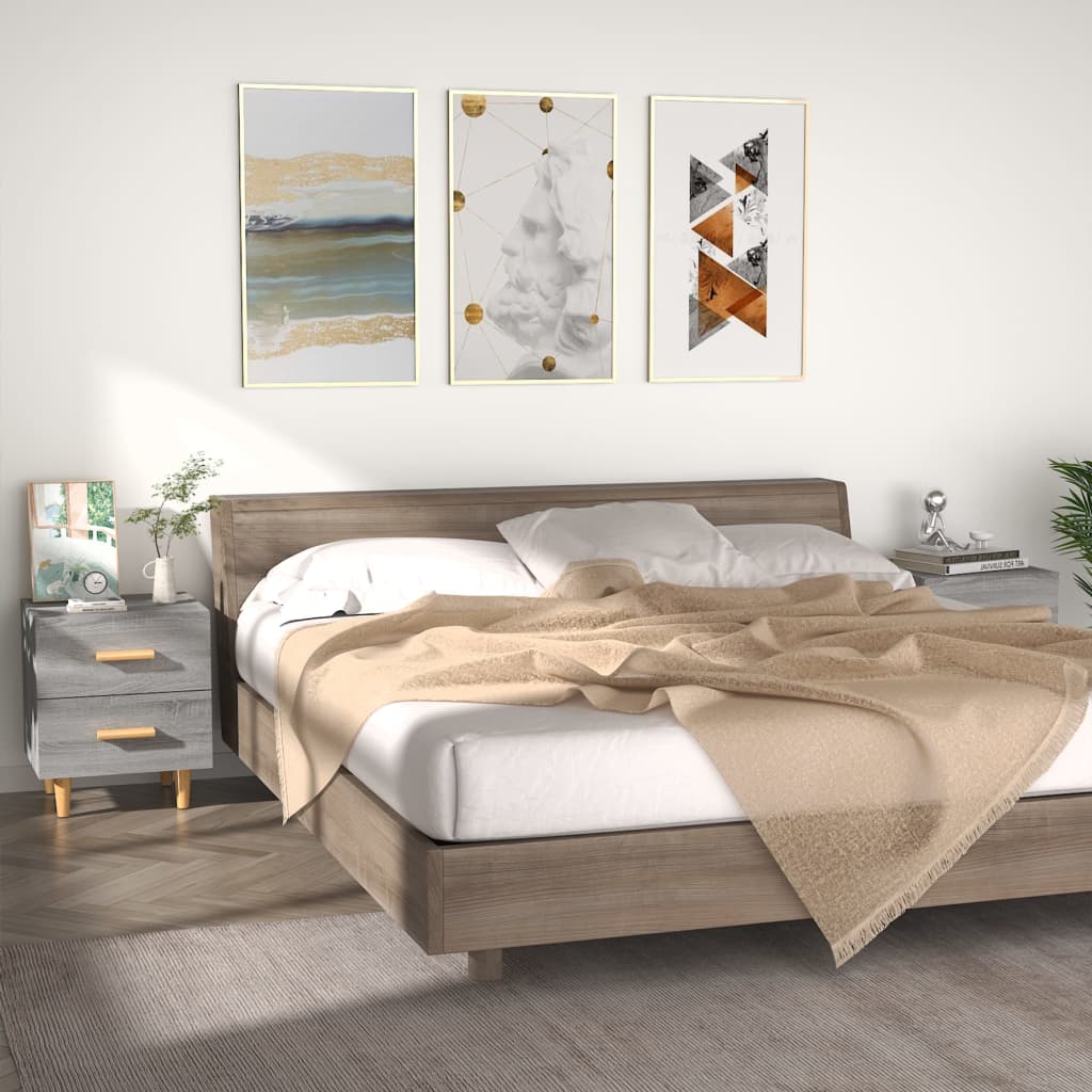 vidaXL Bed Cabinets 2 pcs Grey Sonoma 40x35x47.5 cm