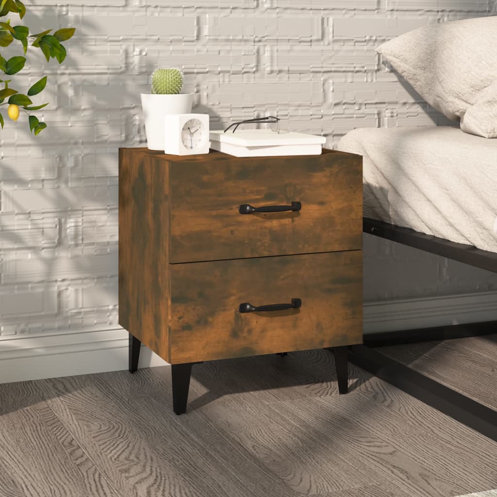 vidaXL Bedside Cabinet Smoked Oak 40x35x47.5 cm