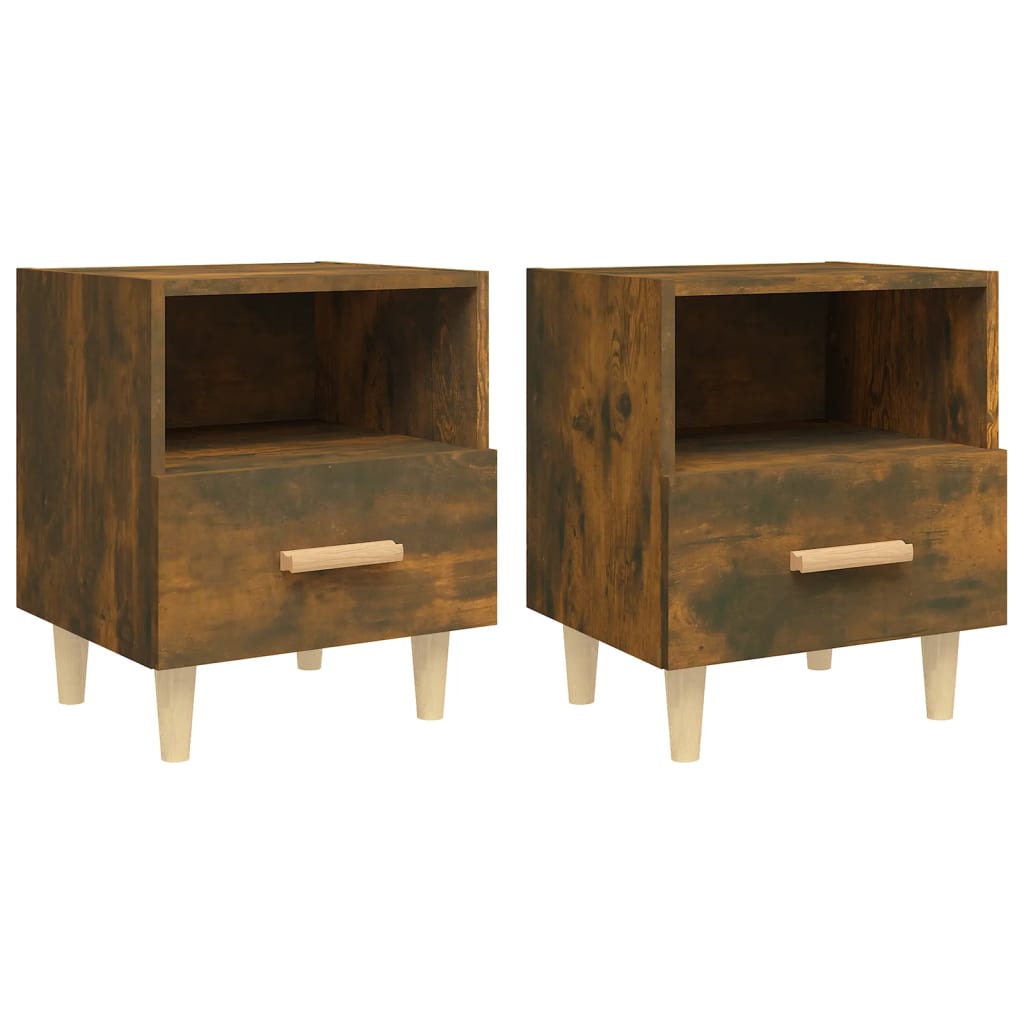 vidaXL Bedside Cabinets 2 pcs Smoked Oak 40x35x47 cm