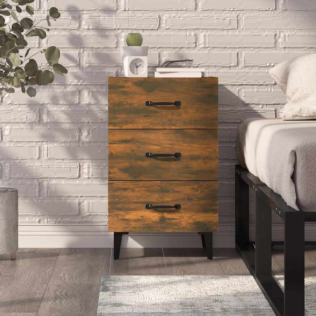 vidaXL Bedside Cabinet Smoked Oak 40x40x66 cm Engineered Wood