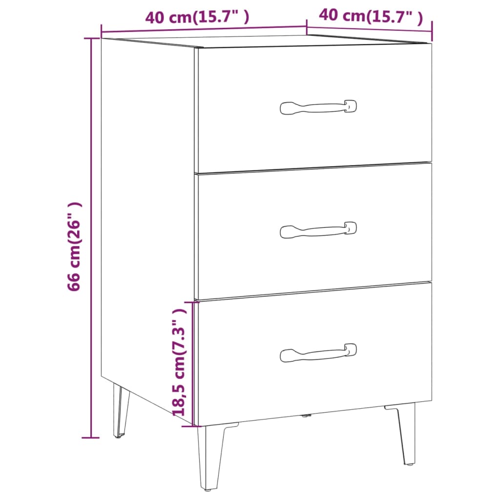 vidaXL Bedside Cabinet Smoked Oak 40x40x66 cm Engineered Wood