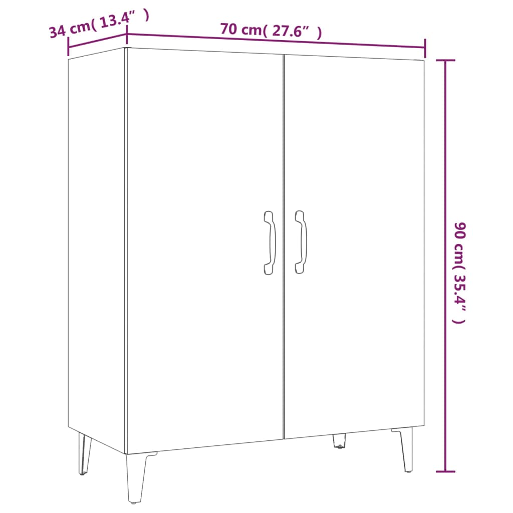 vidaXL Sideboard Grey Sonoma 70x34x90 cm Engineered Wood