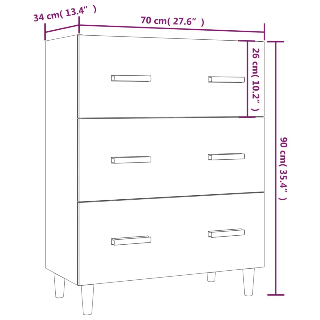 vidaXL Sideboard Grey Sonoma 70x34x90 cm Engineered Wood