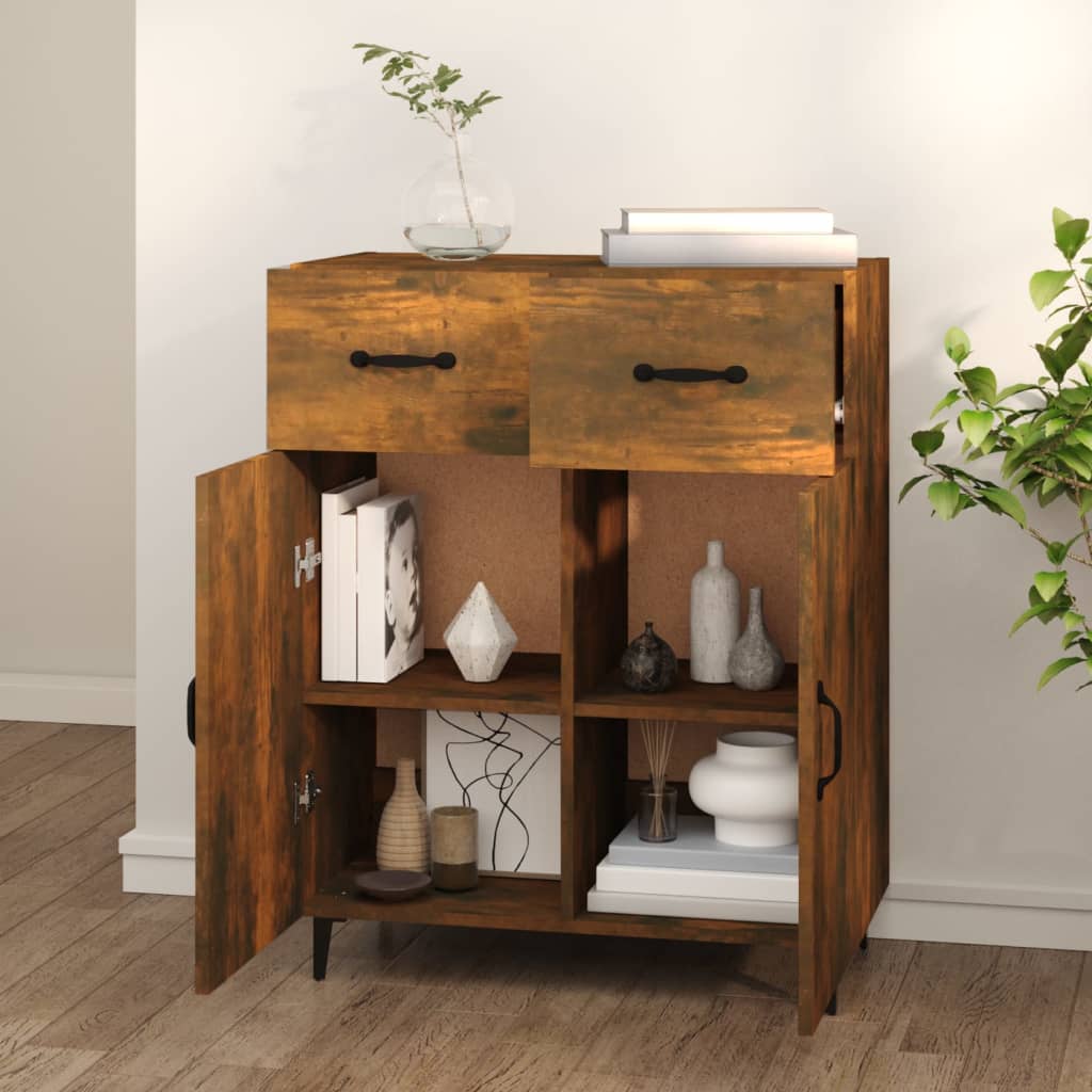 vidaXL Sideboard Smoked Oak 69.5x34x90 cm Engineered Wood