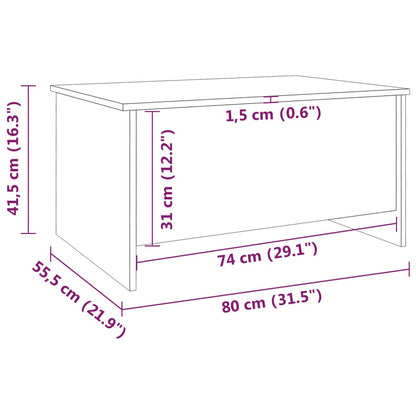 vidaXL Coffee Table Grey Sonoma 80x55.5x41.5 cm Engineered Wood