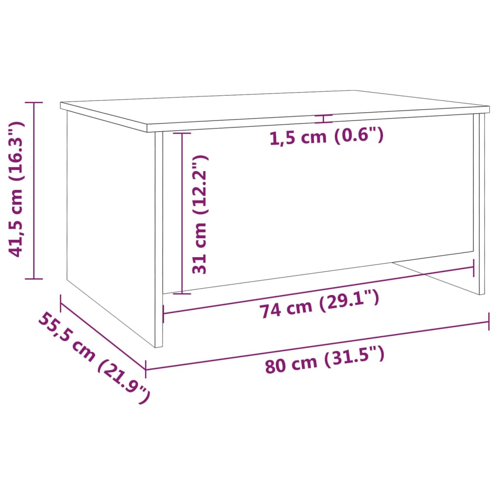 vidaXL Coffee Table Brown Oak 80x55.5x41.5 cm Engineered Wood