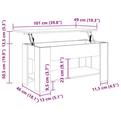 vidaXL Coffee Table Smoked Oak 101x49x52 cm Engineered Wood