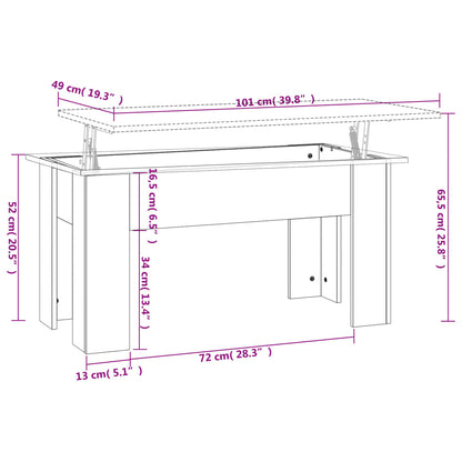 vidaXL Coffee Table Smoked Oak 101x49x52 cm Engineered Wood