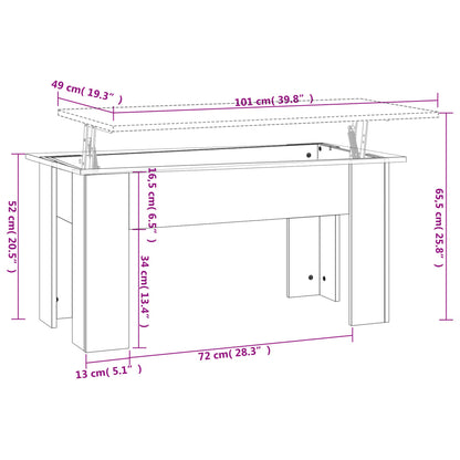 vidaXL Coffee Table Brown Oak 101x49x52 cm Engineered Wood