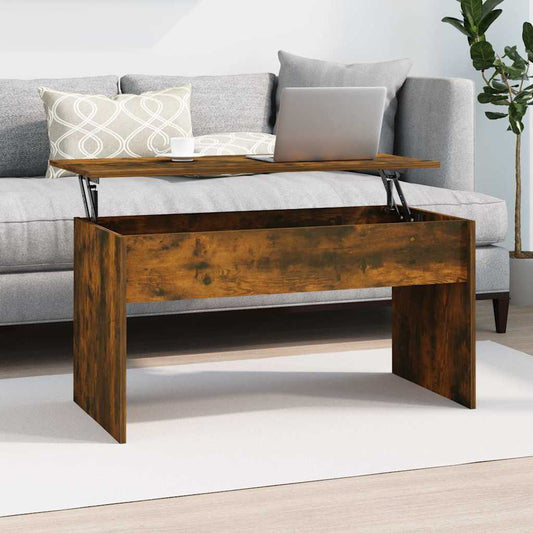 vidaXL Coffee Table Smoked Oak 102x50,5x52,5 cm Engineered Wood