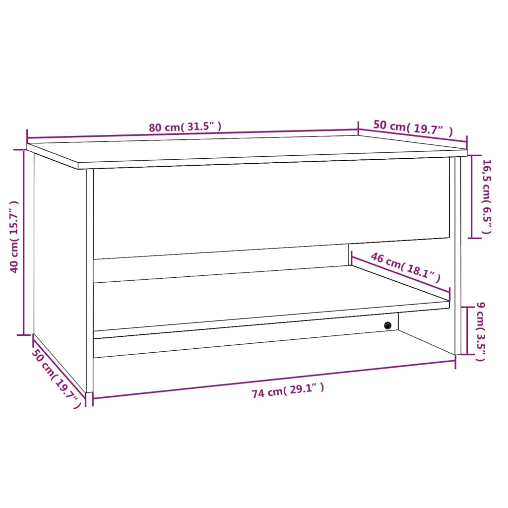 vidaXL Coffee Table Grey Sonoma 80x50x40 cm Engineered Wood