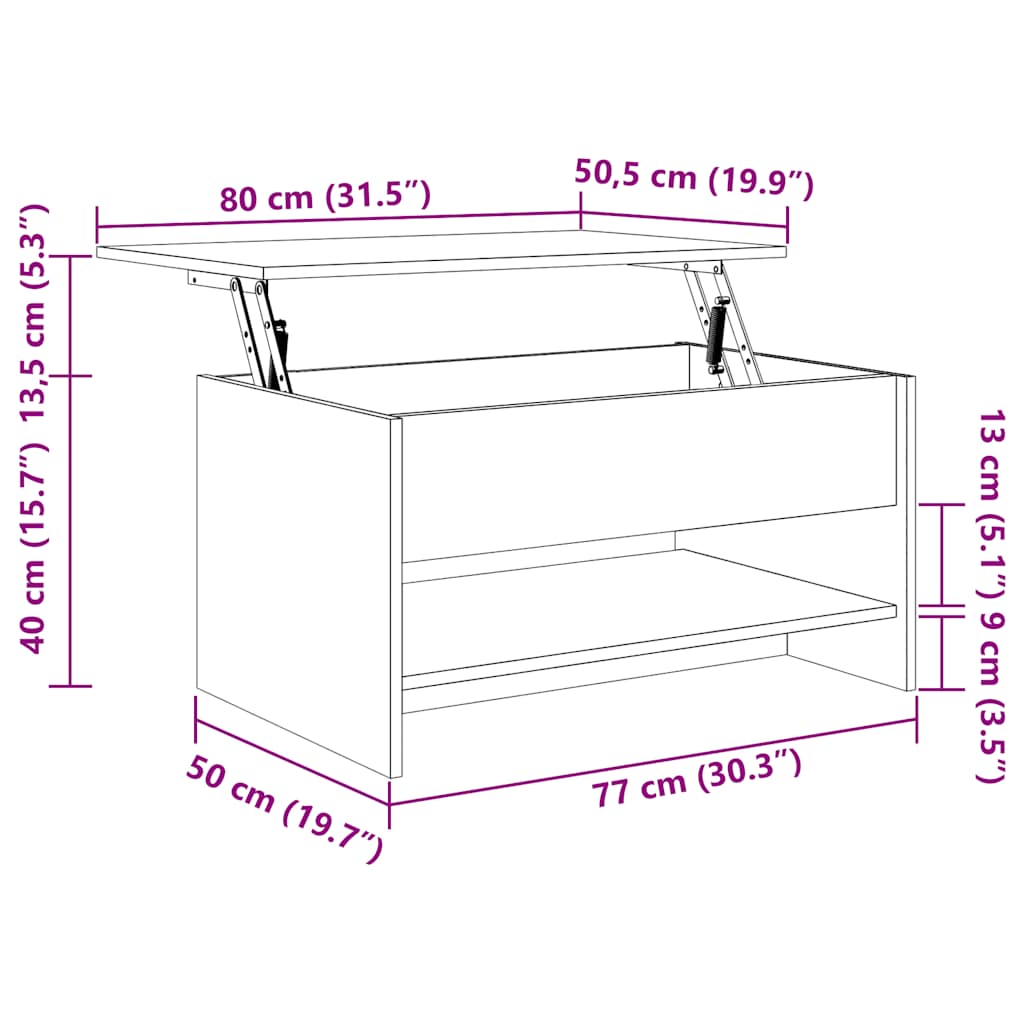 vidaXL Coffee Table Brown Oak 80x50x40 cm Engineered Wood