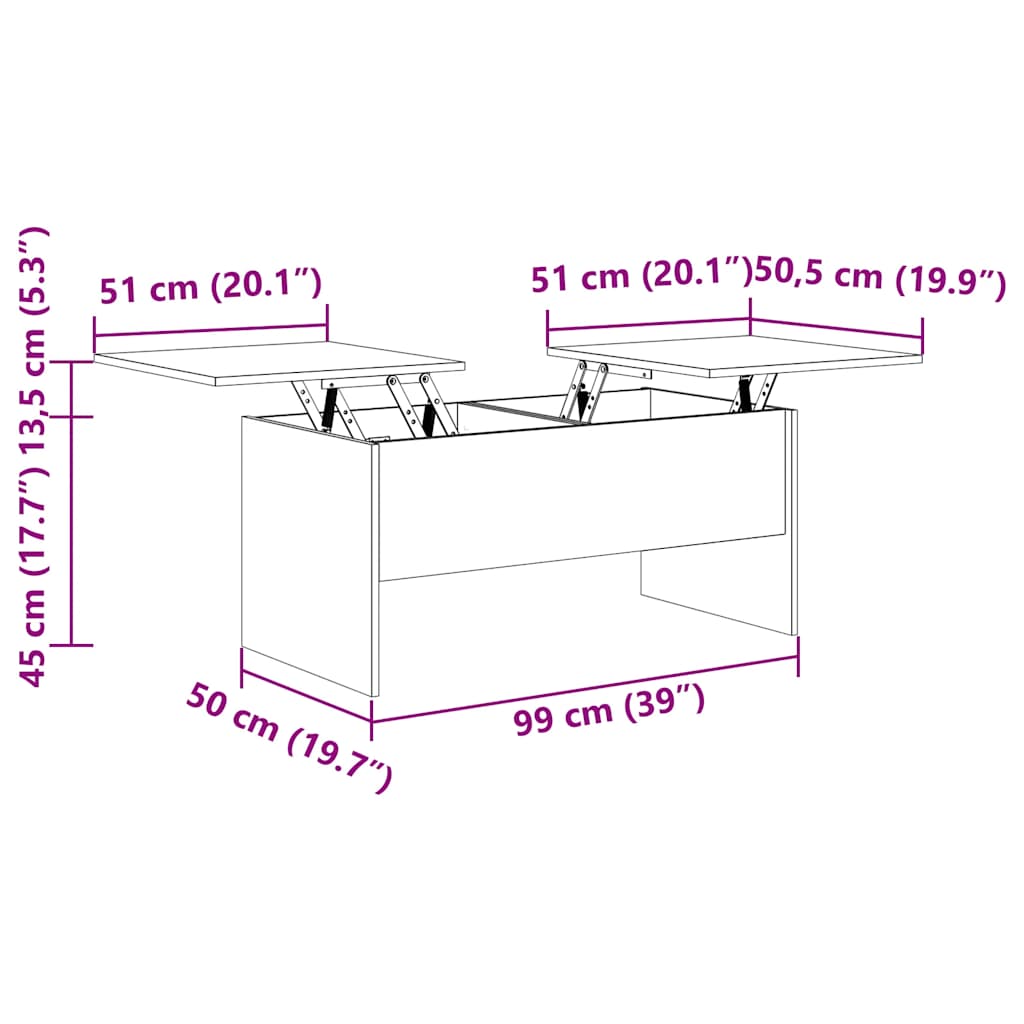 vidaXL Coffee Table Smoked Oak 102x50.5x46.5 cm Engineered Wood