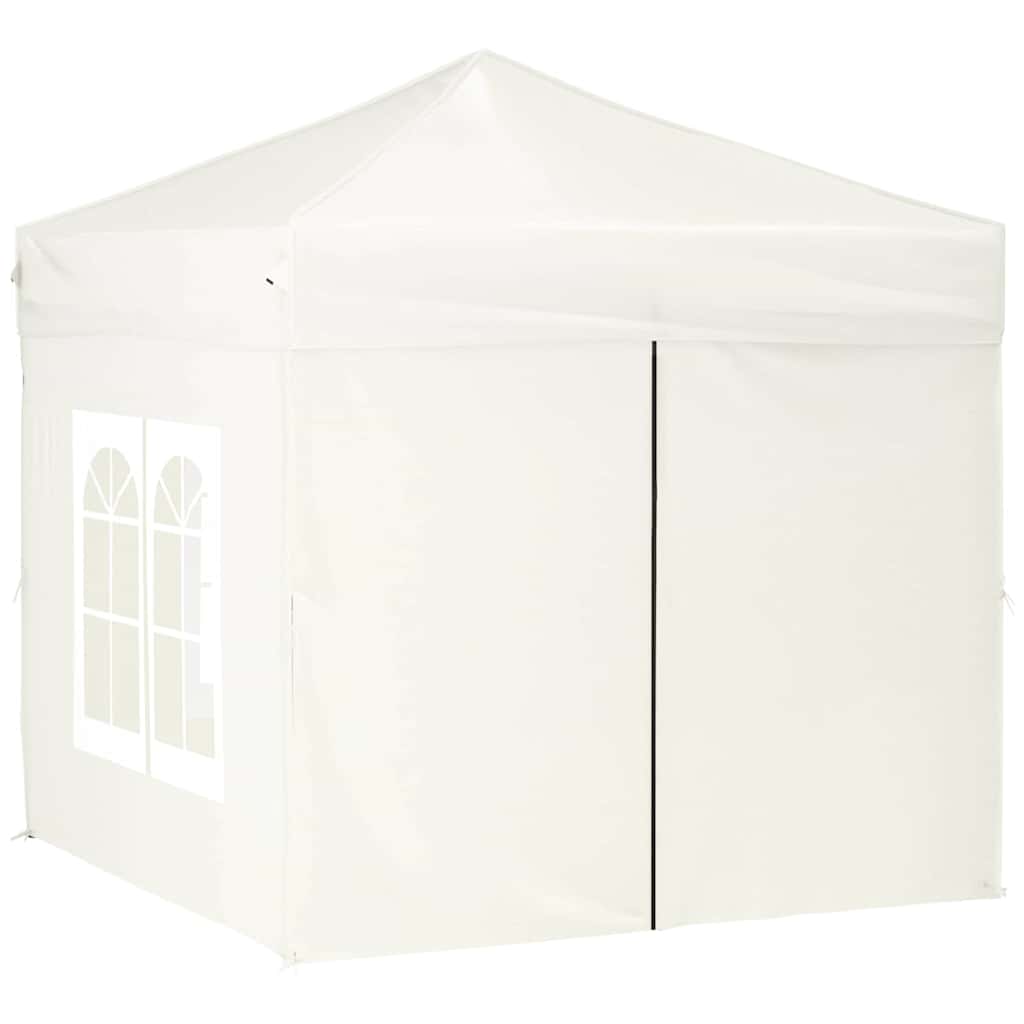 vidaXL Folding Party Tent with Sidewalls Cream 2x2 m