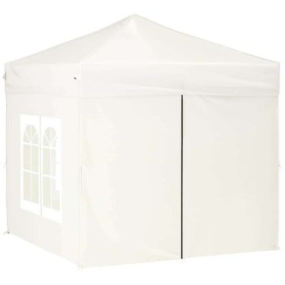vidaXL Folding Party Tent with Sidewalls Cream 2x2 m