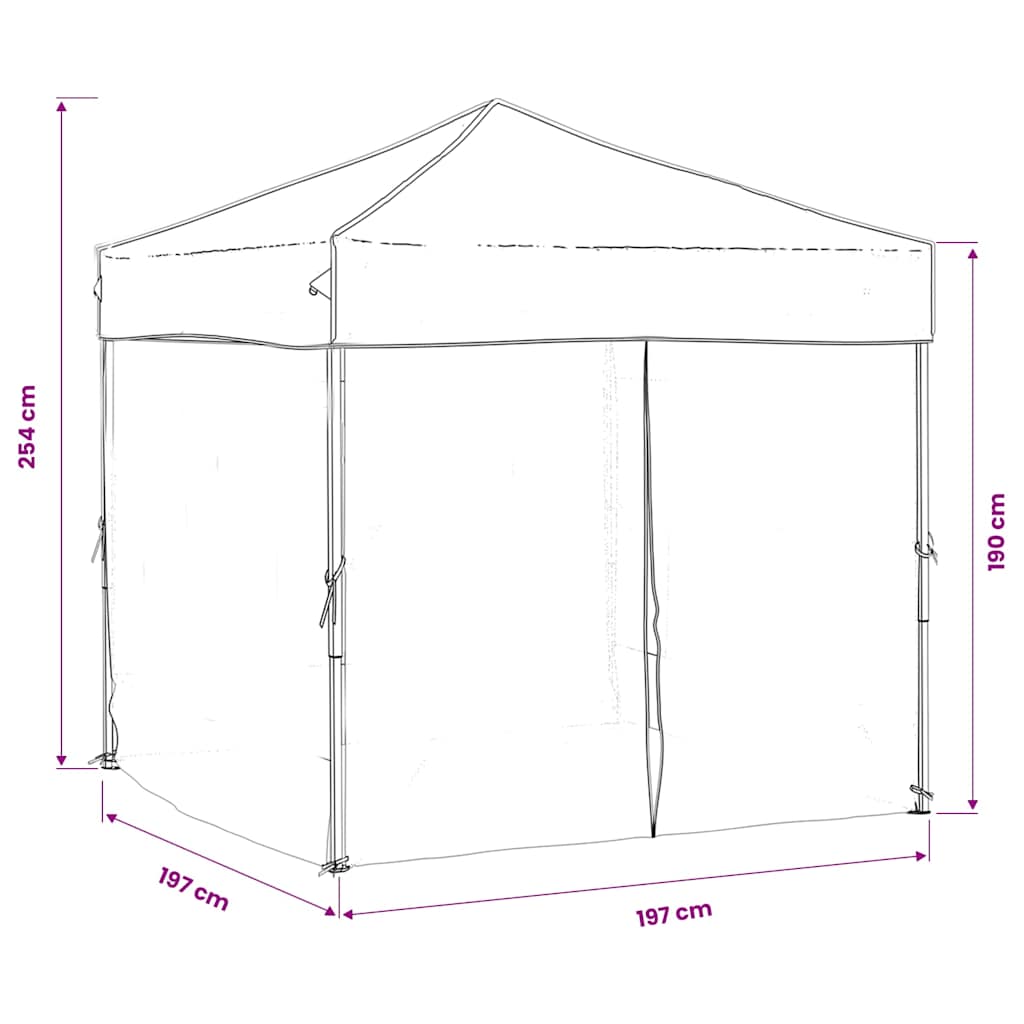 vidaXL Folding Party Tent with Sidewalls Anthracite 2x2 m