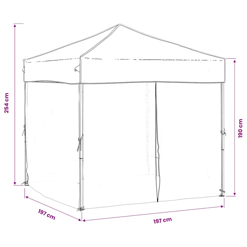 vidaXL Folding Party Tent with Sidewalls Anthracite 2x2 m