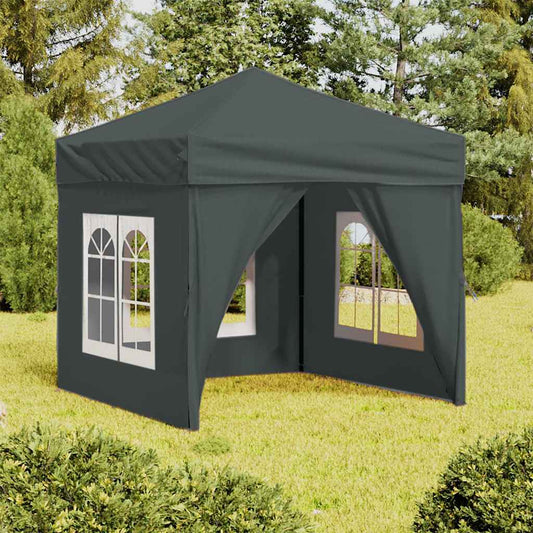 vidaXL Folding Party Tent with Sidewalls Anthracite 2x2 m