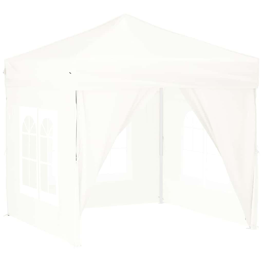 vidaXL Folding Party Tent with Sidewalls White 2x2 m