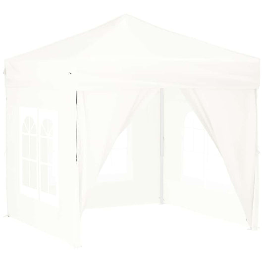 vidaXL Folding Party Tent with Sidewalls White 2x2 m