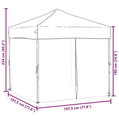 vidaXL Folding Party Tent with Sidewalls Black 2x2 m