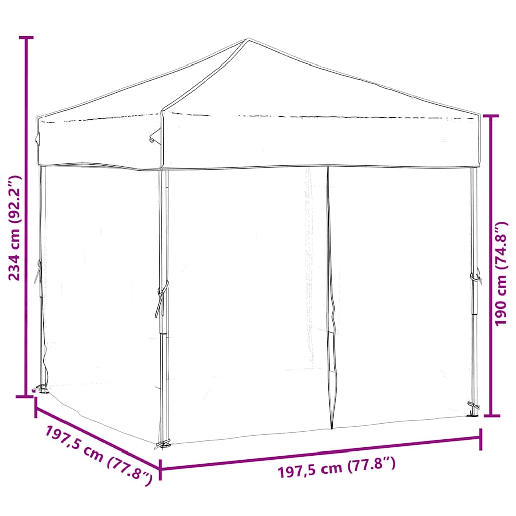vidaXL Folding Party Tent with Sidewalls Red 2x2 m