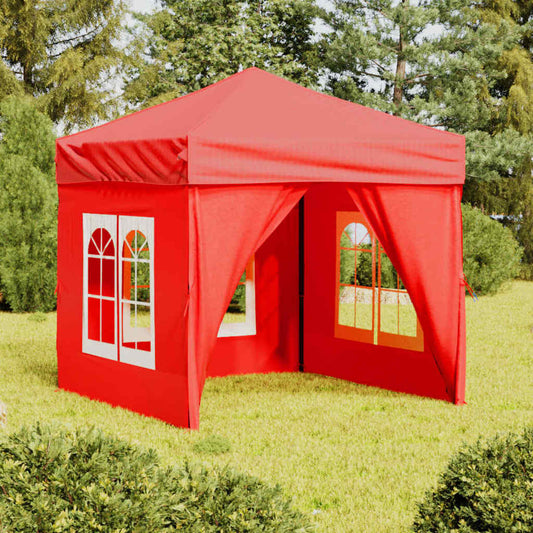 vidaXL Folding Party Tent with Sidewalls Red 2x2 m