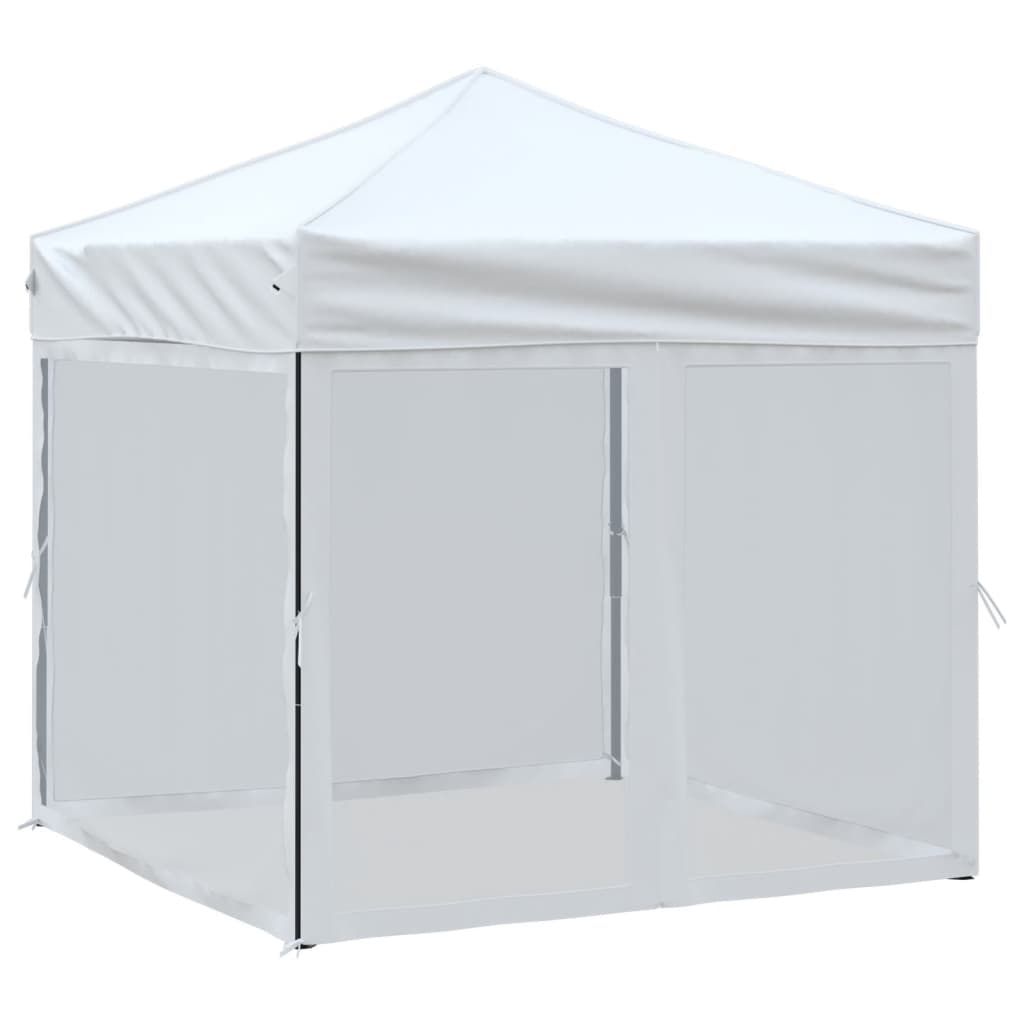 vidaXL Folding Party Tent with Sidewalls White 2x2 m