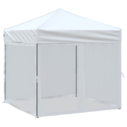 vidaXL Folding Party Tent with Sidewalls White 2x2 m