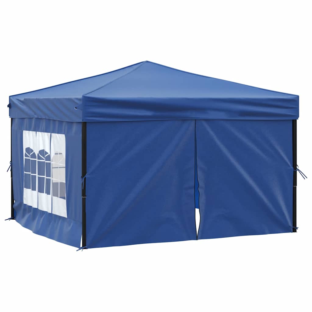 vidaXL Folding Party Tent with Sidewalls Blue 3x3 m
