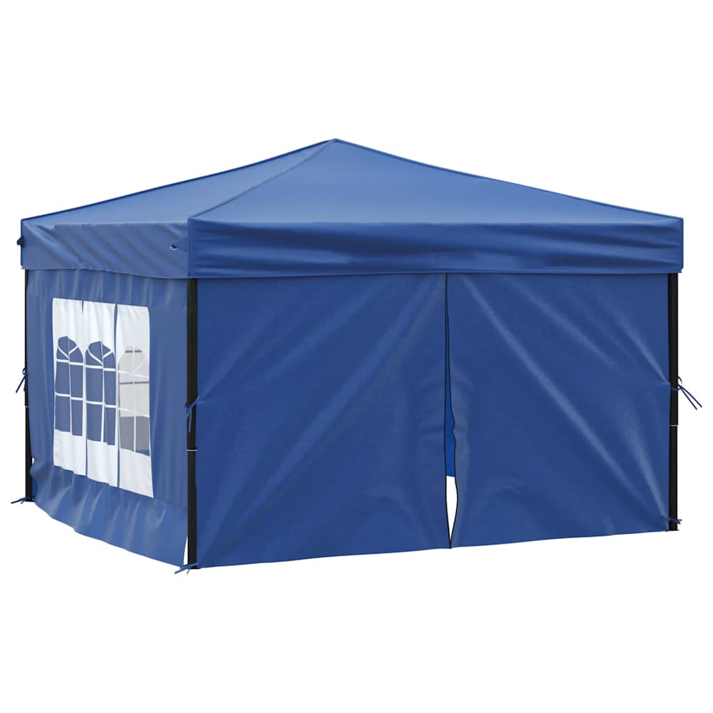 vidaXL Folding Party Tent with Sidewalls Blue 3x3 m