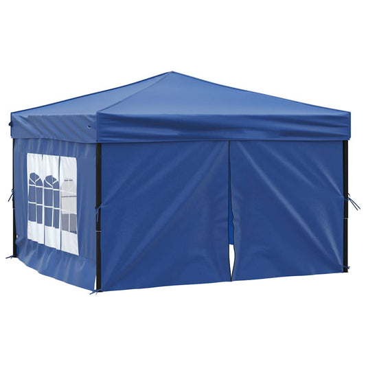 vidaXL Folding Party Tent with Sidewalls Blue 3x3 m