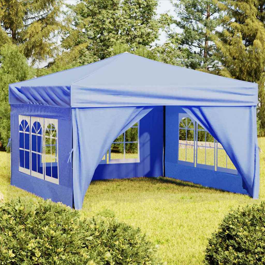 93521 vidaXL Folding Party Tent with Sidewalls Blue 3x3 m