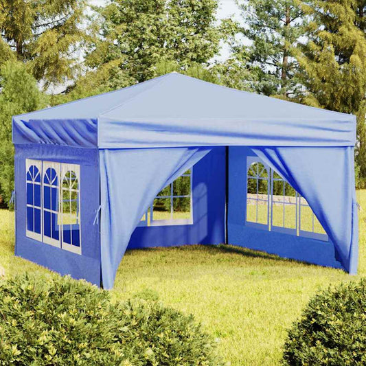 93521 vidaXL Folding Party Tent with Sidewalls Blue 3x3 m
