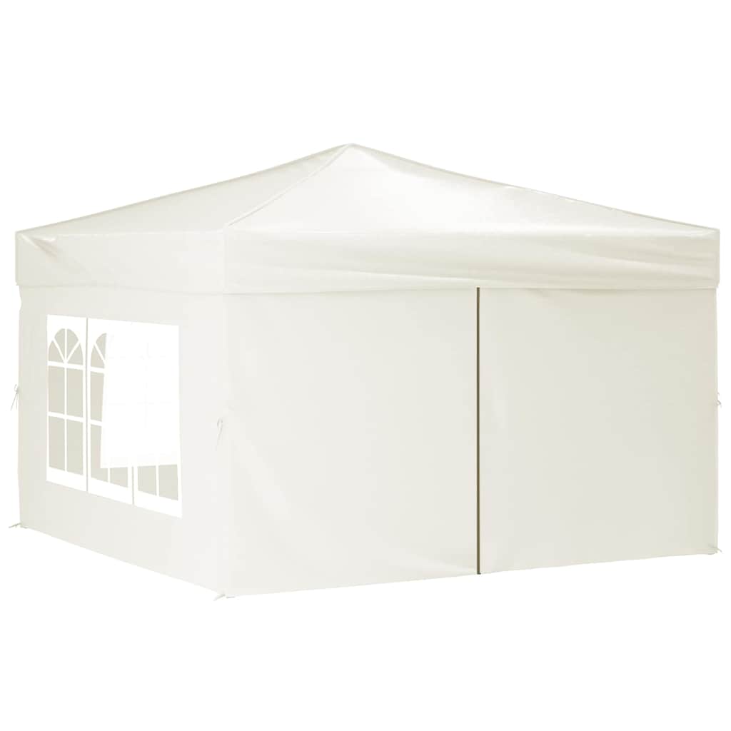 vidaXL Folding Party Tent with Sidewalls Cream 3x3 m