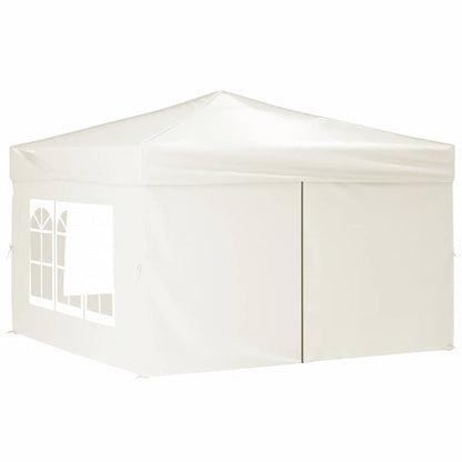 vidaXL Folding Party Tent with Sidewalls Cream 3x3 m