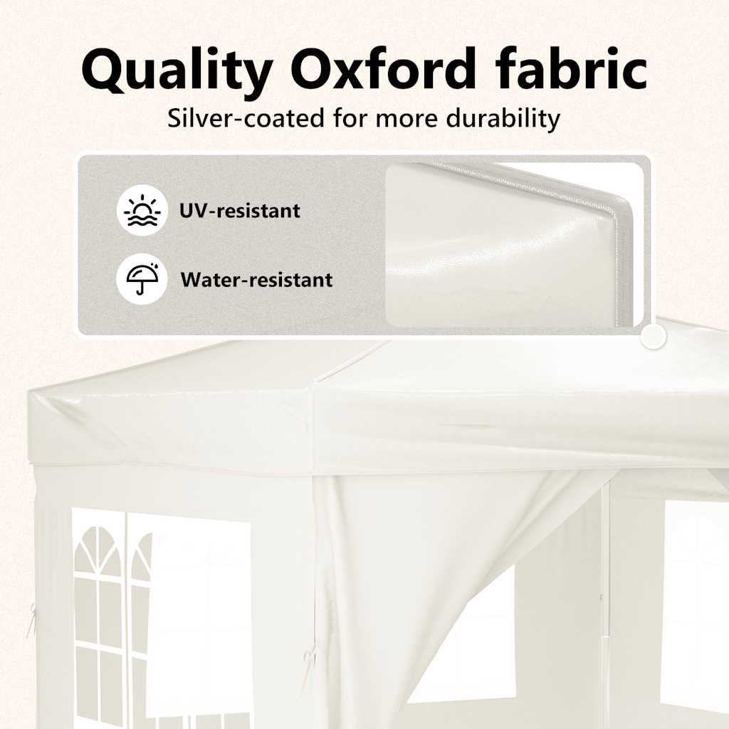 vidaXL Folding Party Tent with Sidewalls Cream 3x3 m
