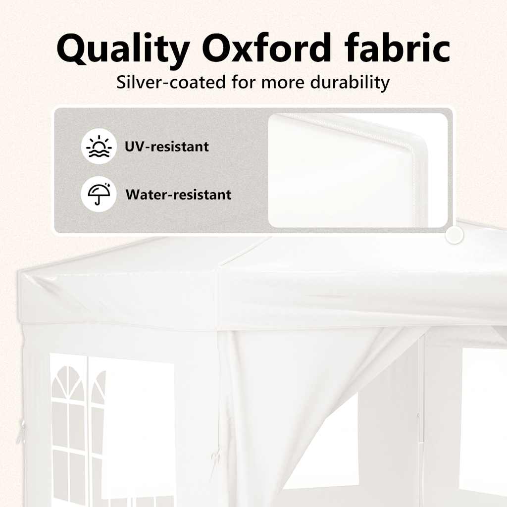 vidaXL Folding Party Tent with Sidewalls White 3x3 m