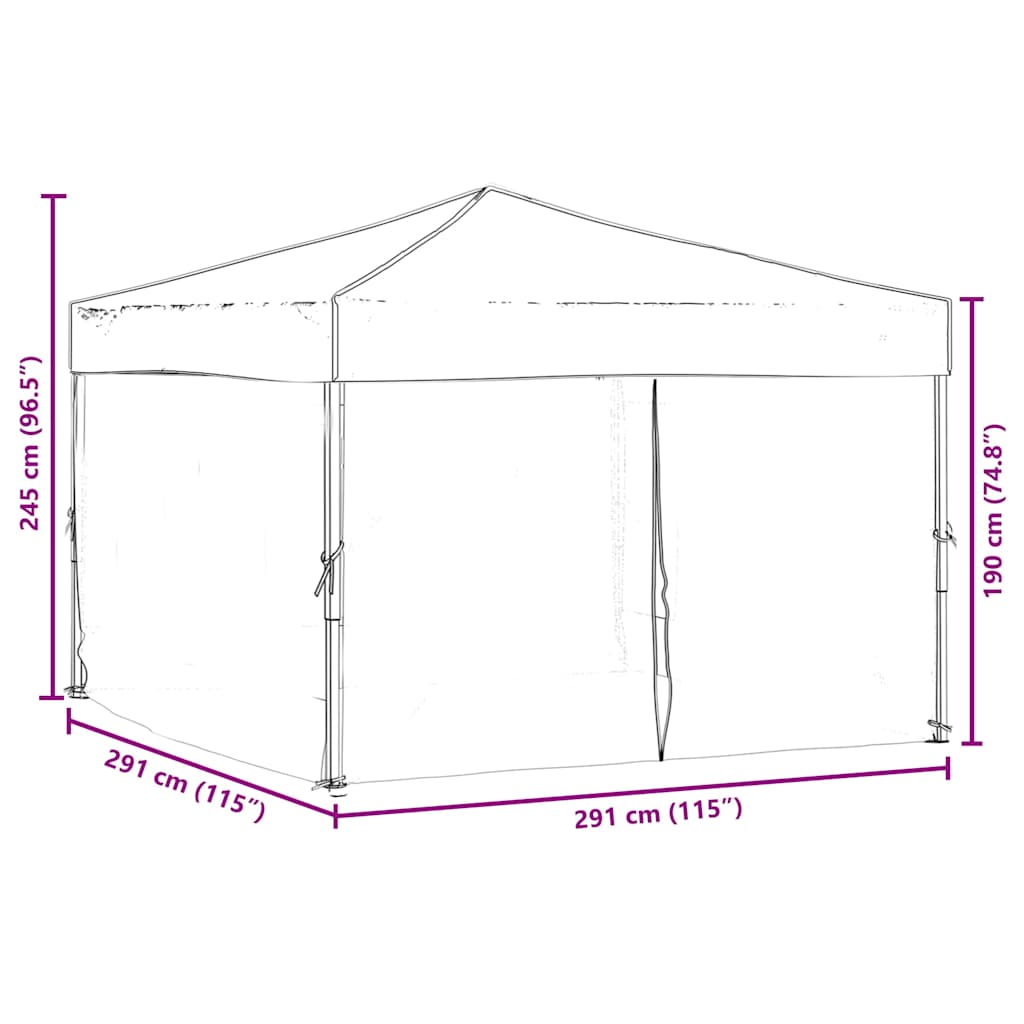 vidaXL Folding Party Tent with Sidewalls Red 3x3 m
