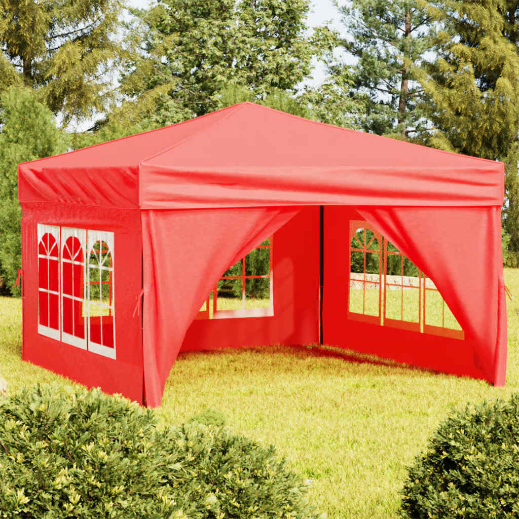 vidaXL Folding Party Tent with Sidewalls Red 3x3 m