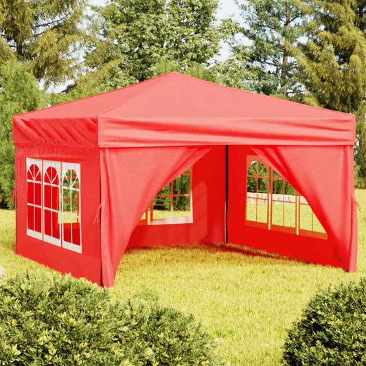 vidaXL Folding Party Tent with Sidewalls Red 3x3 m
