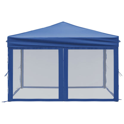 vidaXL Folding Party Tent with Sidewalls Blue 3x3 m