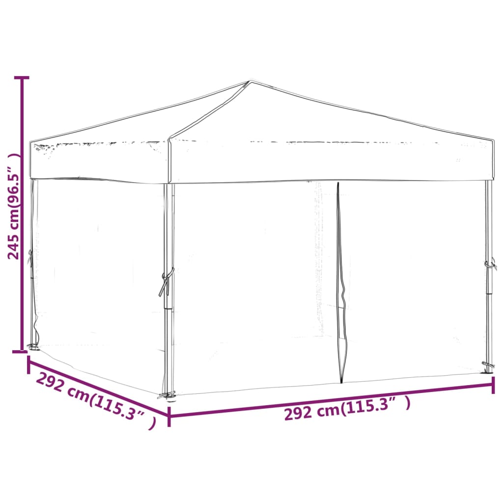 vidaXL Party Tent | Cream | 210D oxford fabric with silver coating | 3x3 m