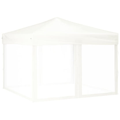 vidaXL Folding Party Tent with Sidewalls White 3x3 m