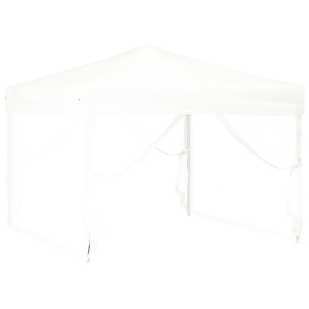 vidaXL Folding Party Tent with Sidewalls White 3x3 m