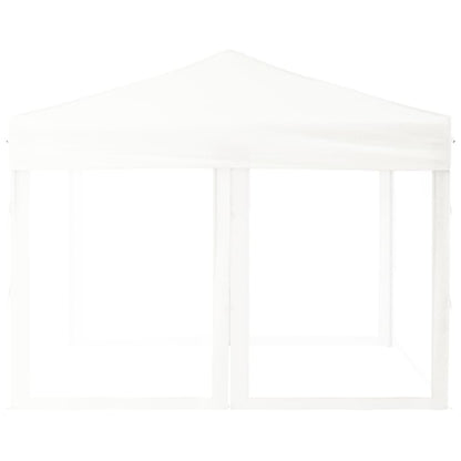 vidaXL Folding Party Tent with Sidewalls White 3x3 m