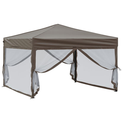 vidaXL Folding Party Tent with Sidewalls Taupe 3x3 m